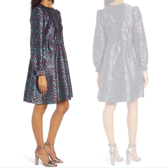 Halogen X Atlantic-Pacific Leopard Jacquard Long Sleeve Dress Size M - Picture 3 of 11